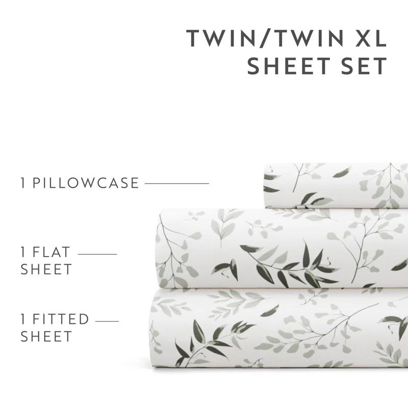 IEnjoy Home 4 Piece Sheet Set Patterned Microfiber Ultra Soft Bedding in Floral Dream