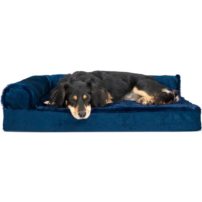 FurHaven Plush & Velvet Deluxe L-Chaise Orthopedic Pet Bed