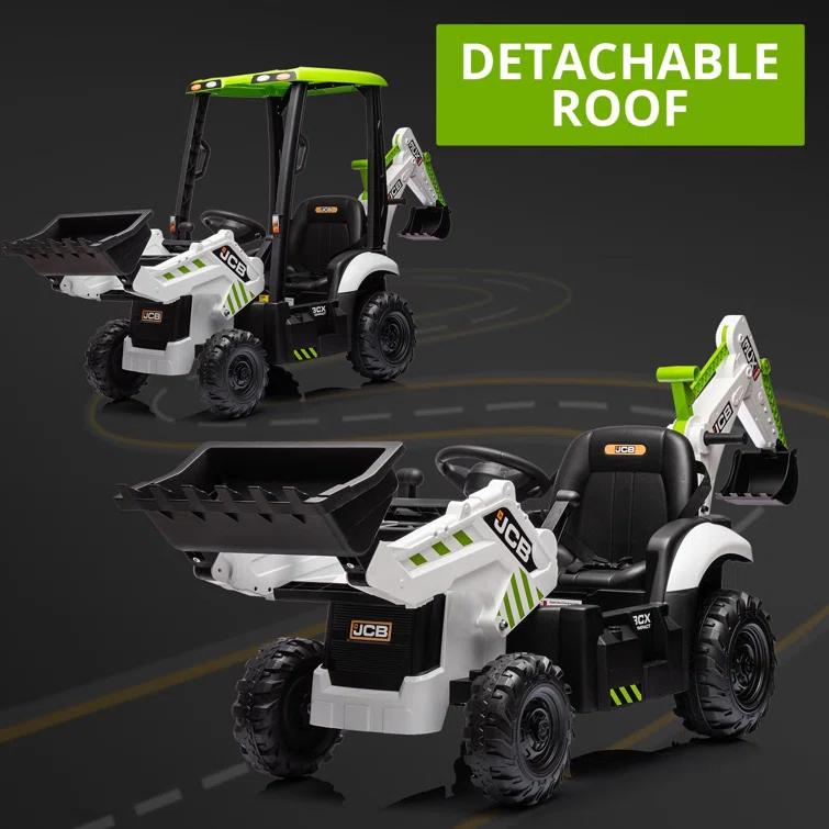 Hetoy 4 In 1 Ride On Excavator, 12V Battery Powered Electric Vehicle For Kids With Remote Control