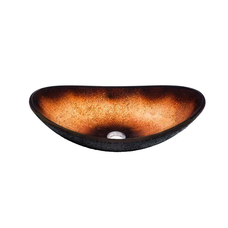 Novatto 15'' Black/Copper Glass Oval Bathroom Sink