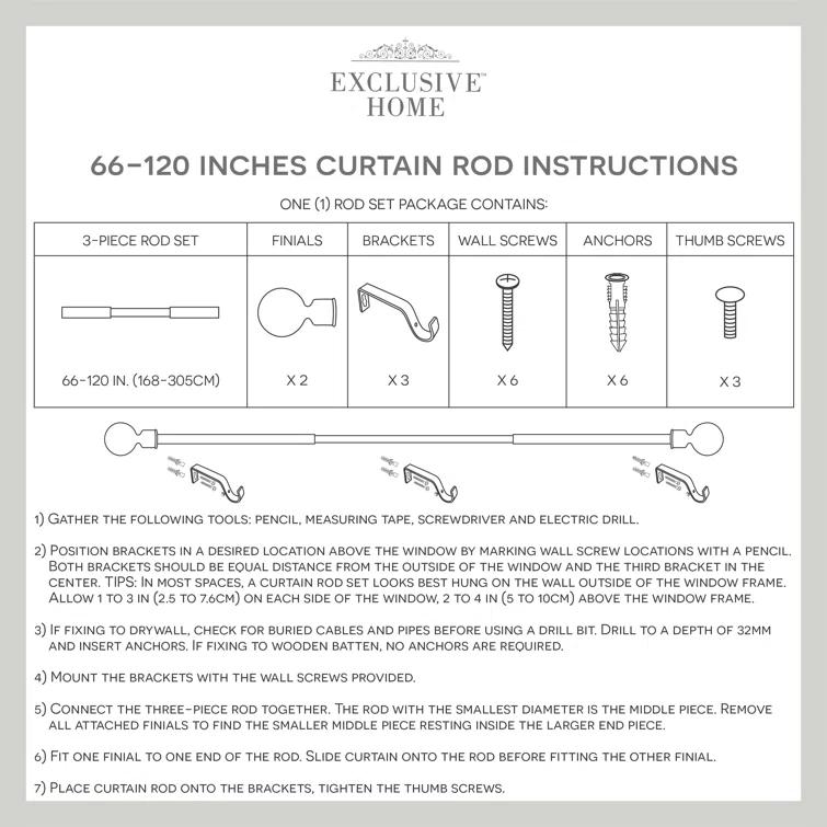 Amalgamated Textiles Iron Adjustable 66'' to 120'' 1'' Single Curtain Rod & Reviews | Wayfair