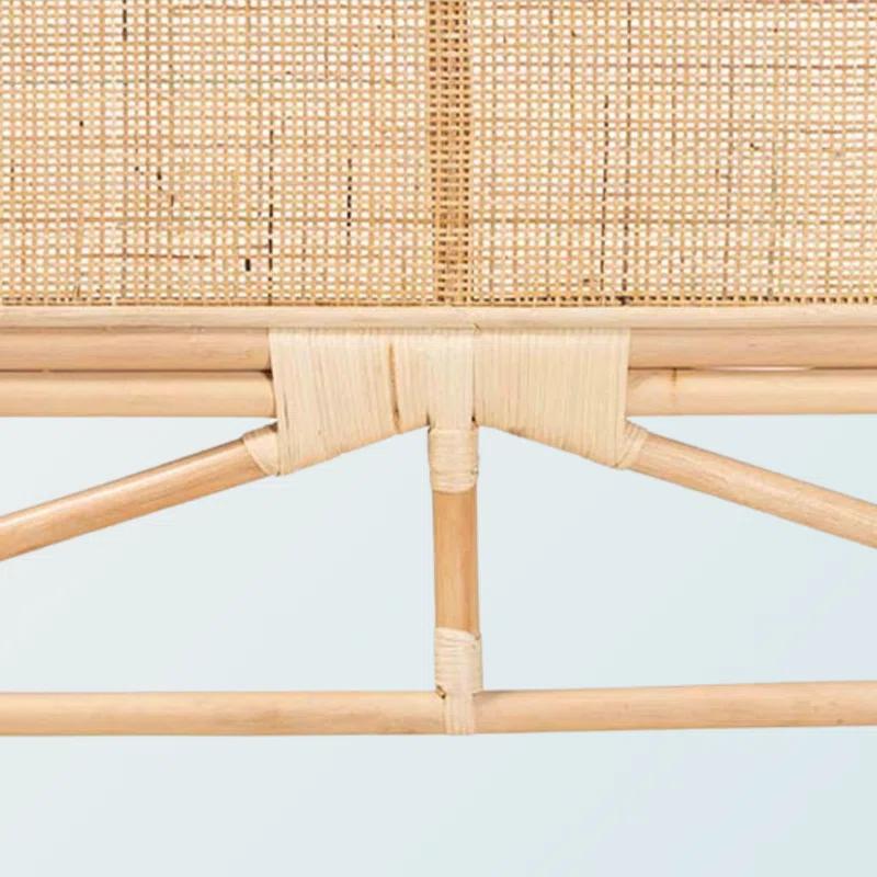 Bayou Breeze Finnian Natural Brown Finish Queen Size Rattan Headboard, 37.21" H X 64.73" W X 0.93" D