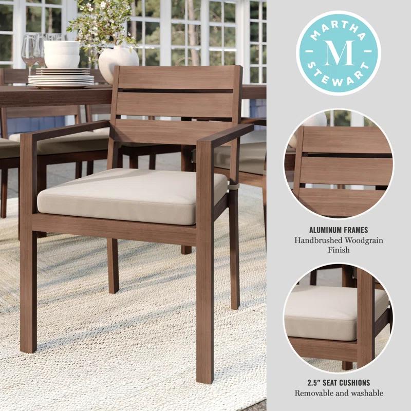 Martha Stewart Martha Stewart Bedford All-Weather Stacking Patio Dining Armchairs With Seat Cushions (Set of 2)
