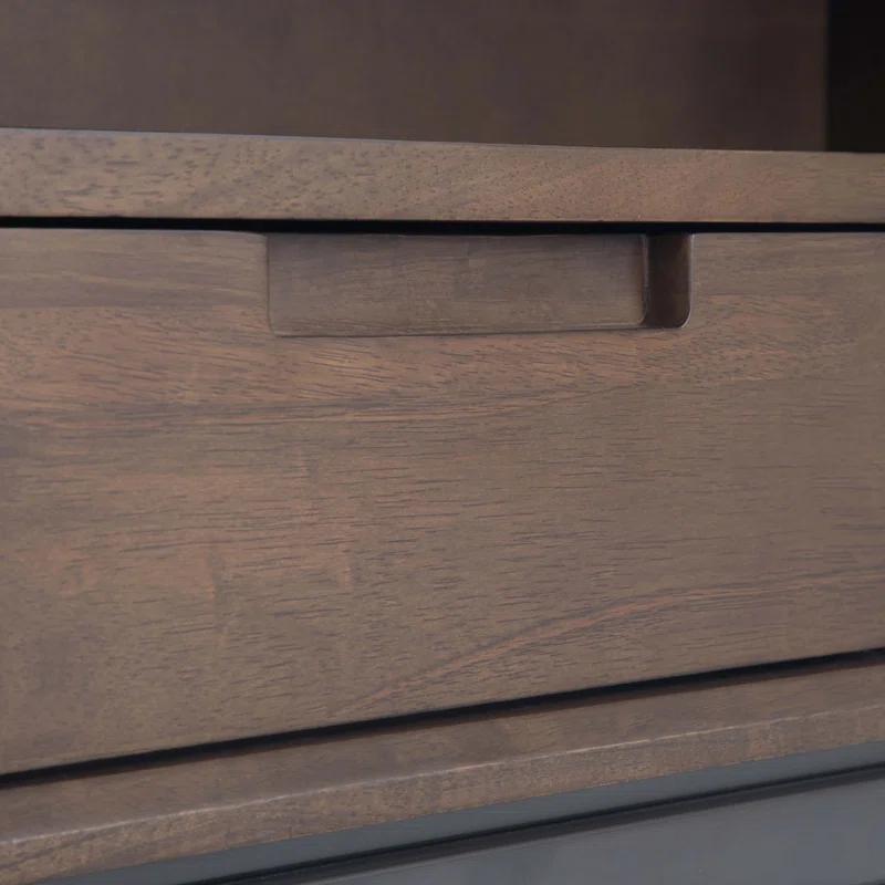 Banting 30"W Solid Wood 4 Shelf Industrial Bookcase with 2 Drawers, Adjustable Shelves, and Metal Base