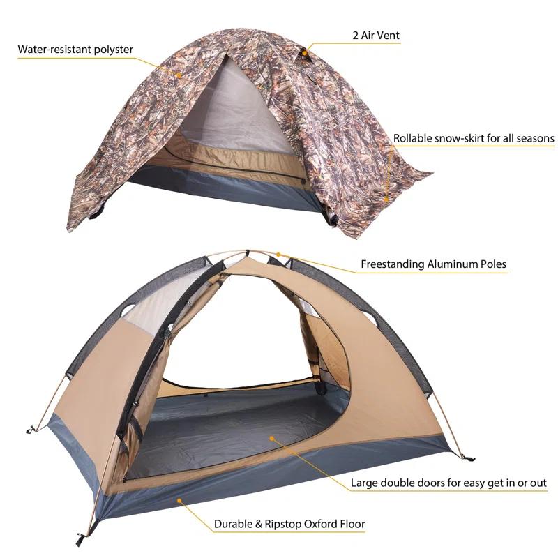 LIFETIME FLOORING LLC Ultralight 2 Person Backpacking Tent 4 Season Waterproof Camping Tent Double Layer Cold Weather Easy Set Up Tents For Family Camp, Hiking, Hunting Outdoor Mountaineering Travel