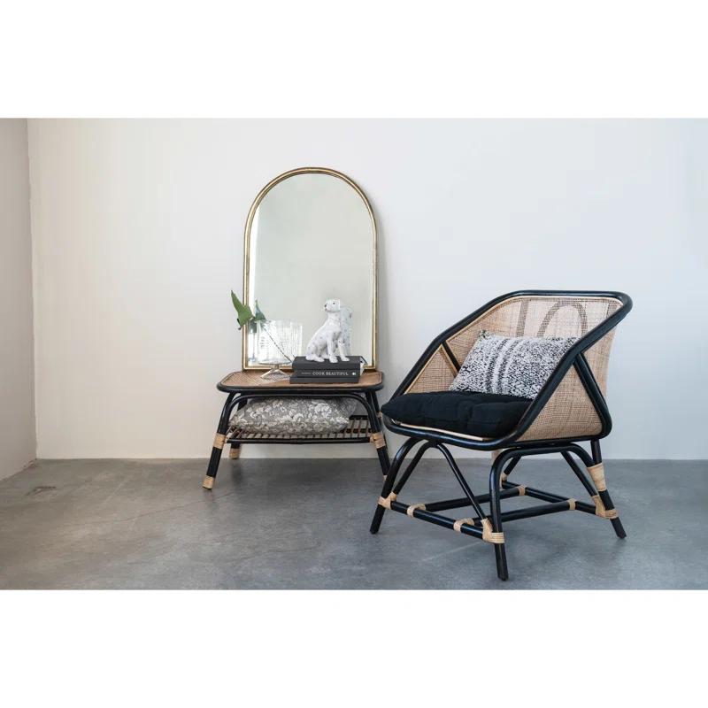 Dakota Fields Arched Metal Framed Wall Mirror with Metal Trim