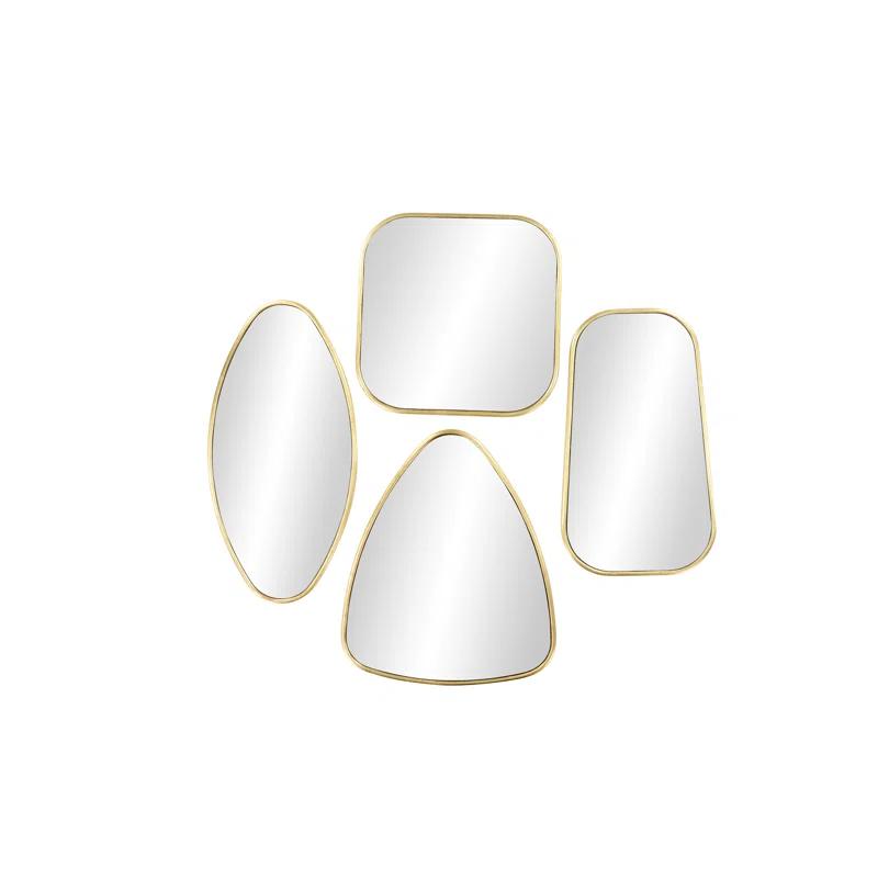 CosmoLiving by Cosmopolitan Metal Gold Wall Mirror with Varying Shapes Set