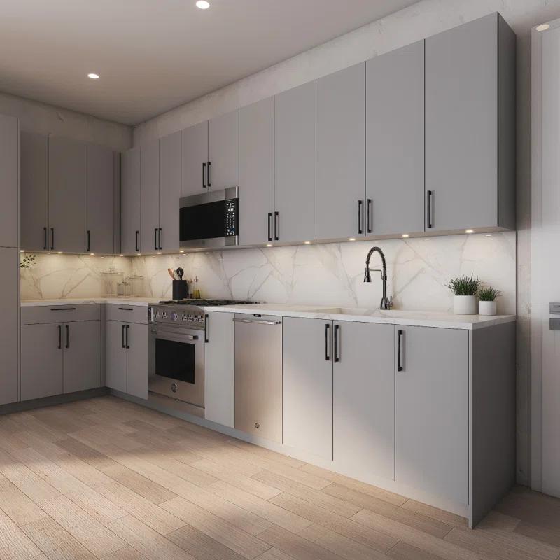 Cambridge Ready to assemble Matte Gray Base Kitchen Cabinet, 3 Drawer
