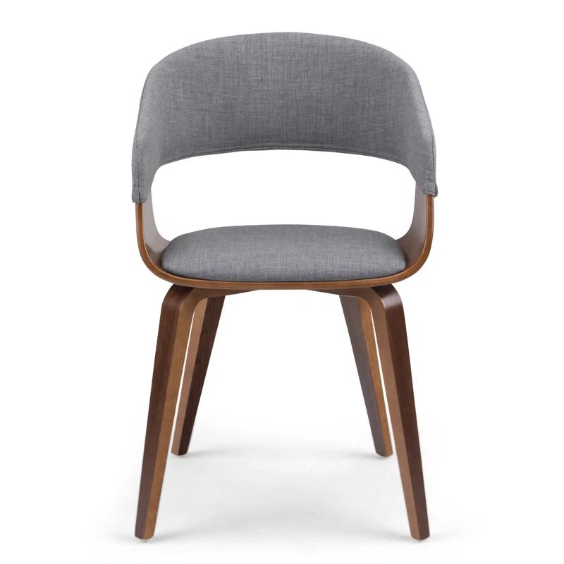 Lowell Bentwood Upholstered Dining Chair with Curved Backrest in Mid-Century Modern Style