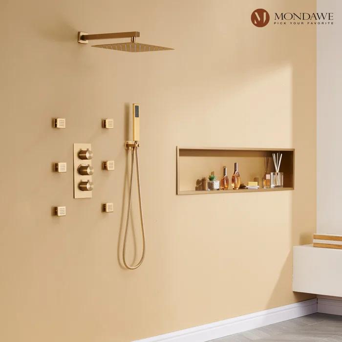 mondawe Herathena Complete Shower System with Rough in-Valve WF6001-12BG