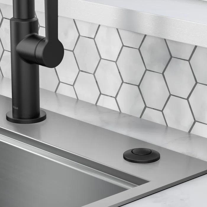 Kraus KRAUS Garbage Disposal Air Switch Kit with Push Button, AC Adapter, Power Cord, and Air Tube Included