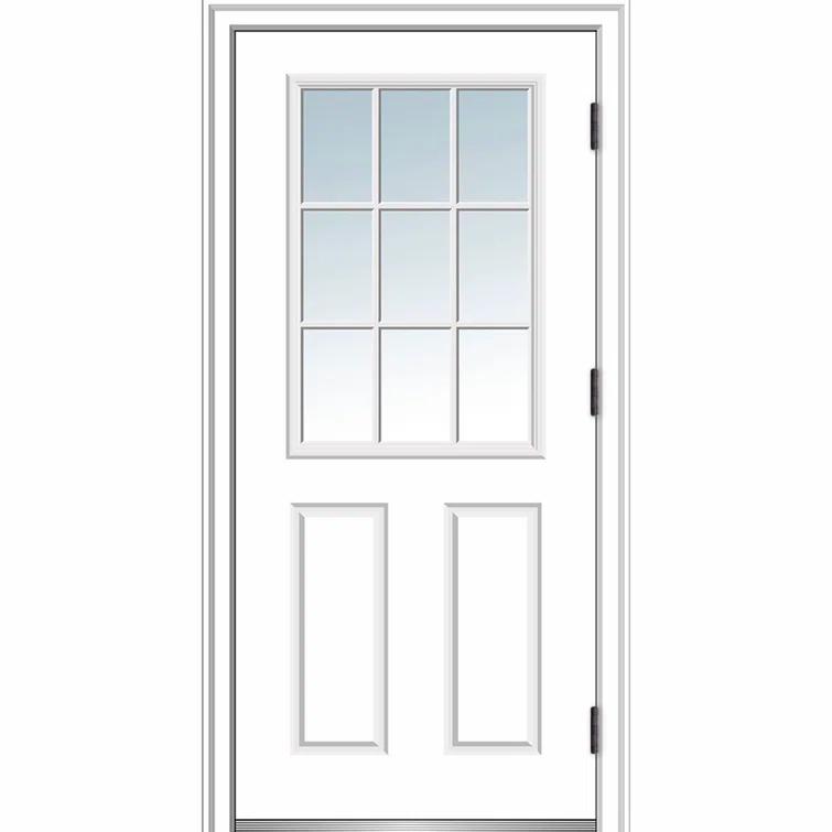 MMI DOOR Clear Glass Smooth Primed Fiberglass Prehung Front Entry Door | Wayfair