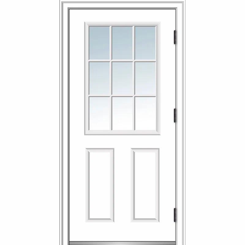 MMI DOOR Clear Glass Smooth Primed Fiberglass Prehung Front Entry Door | Wayfair