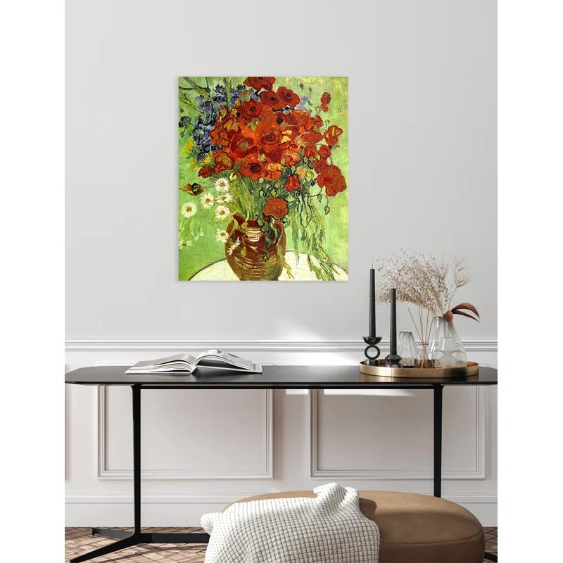 DECORARTS Red Poppies and Daisies, Vincent Van Gogh Art Reproduction. Giclee Canvas Prints Wall Art