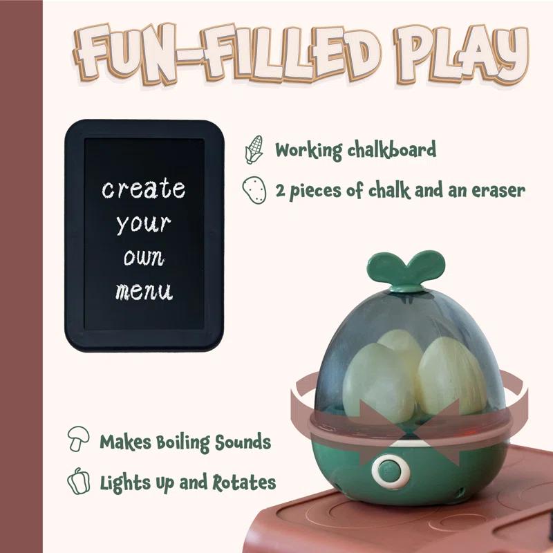 SunnyDaze Decor Mini Meals Kitchen Playset with Light, Sounds and Cooking Effects