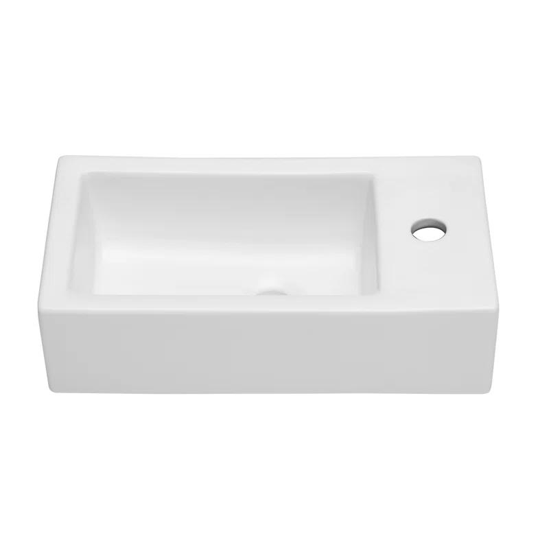 Lordear LGP1810-11 Lordear 10'' White Ceramic Rectangular Bathroom Sink