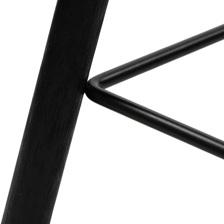 Contemporary Matte Black Solid Wood & Iron Bar Stool