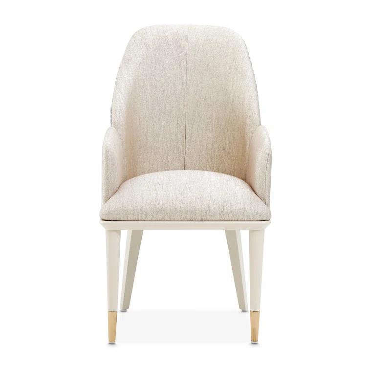 Michael Amini Lisbon Dining Arm Chair - Silken Matte Cream