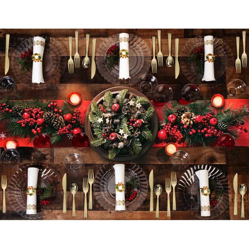 Perfect Settings Tableware 50 Pcs Clear Plastic Disposable Party Dinnerware Combo Set Dinner and Salad Size Plates (Set of 25)