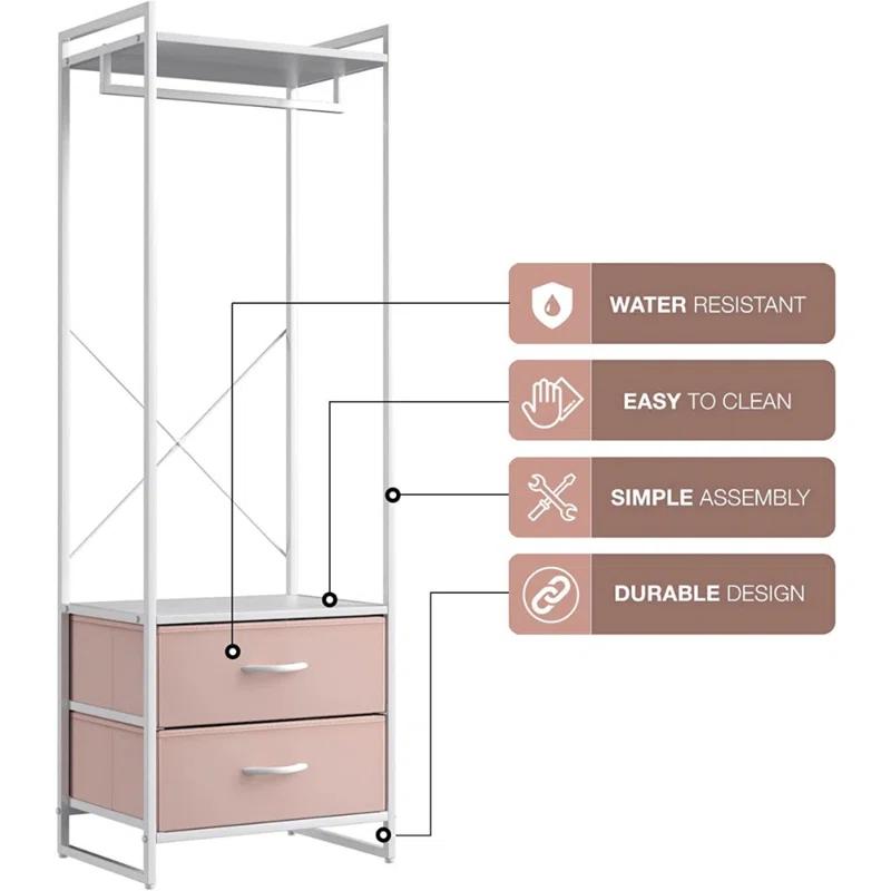 Sorbus Sorbus 2 Drawer Clothing Rack with Wood Top and Steel Frame