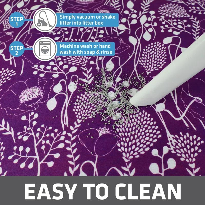 Cat Litter Mat for Litter Box, Protective & Decorative - Absorbent, Waterproof, Machine Washable