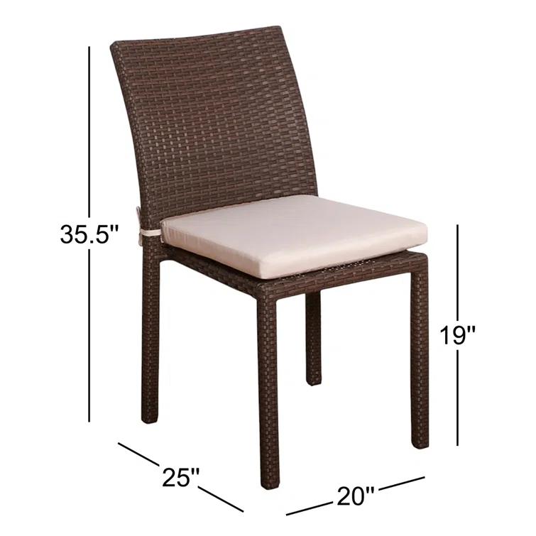 Sonlin Polyethylene (PE) Wicker Wicker Outdoor Stacking Dining Side Chair with Cushion (Set of 4)