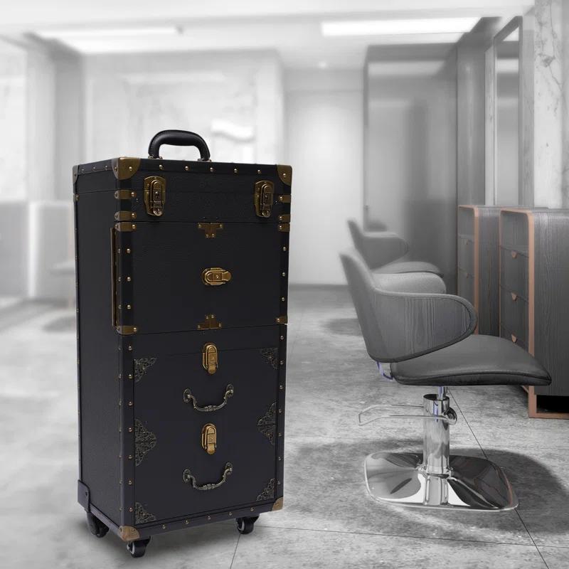 YaoTown Lockable Hairdressing Organizer Tool Box with Hair Dryer Holder