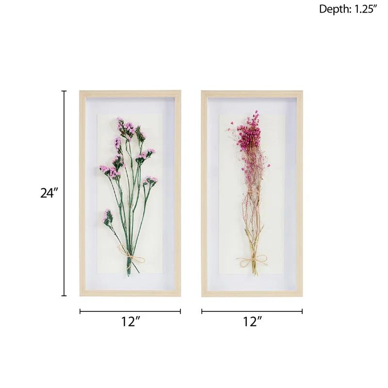 Dried Flower 2-Piece Shadow Box Wall Decor Set