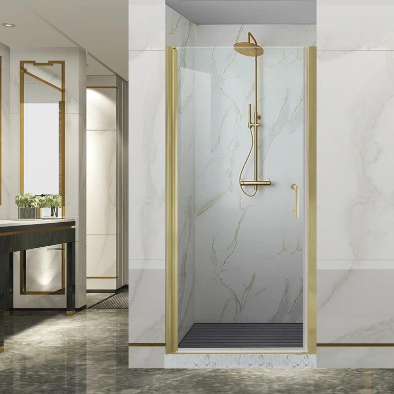 32-33.5 in. W x 72 in. H Pivot Swing Frameless Shower Door with Clear SGCC Tempered Glass