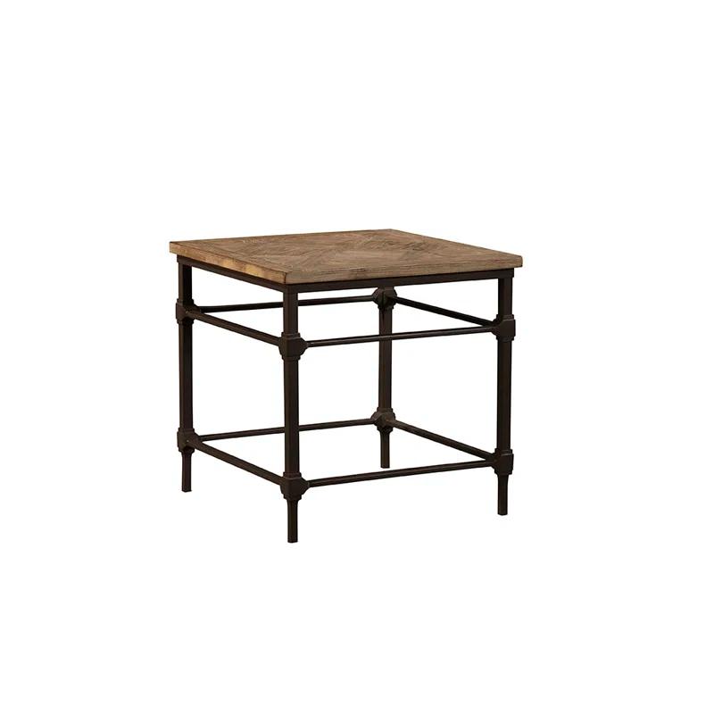 Parquet Square Reclaimed Wood End Table (23.5")
