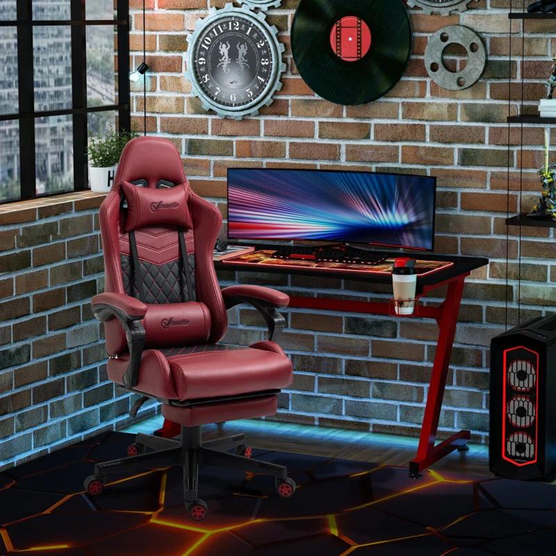 BEST CHOICE APPLIANCES LLC Racing Gaming Chair Diamond PU Leather Office Gamer Chair High Back Swivel Recliner With Footrest