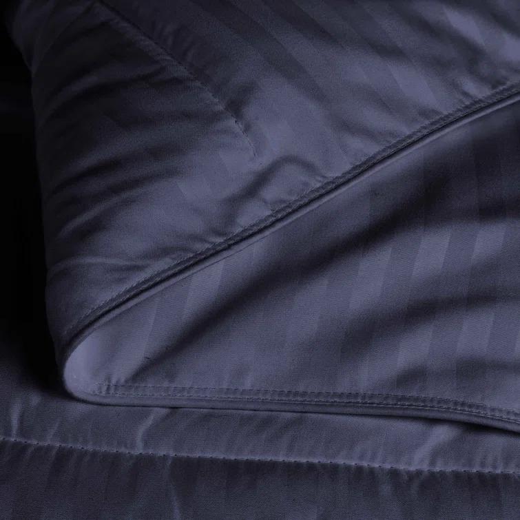 Superior Striped Reversible Box-Quilt Brushed Microfiber Medium Weight Down Alternative Comforter
