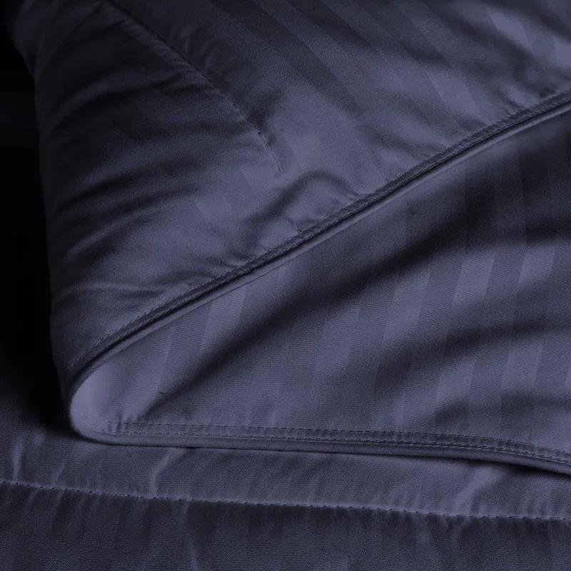 Superior Striped Reversible Box-Quilt Brushed Microfiber Medium Weight Down Alternative Comforter