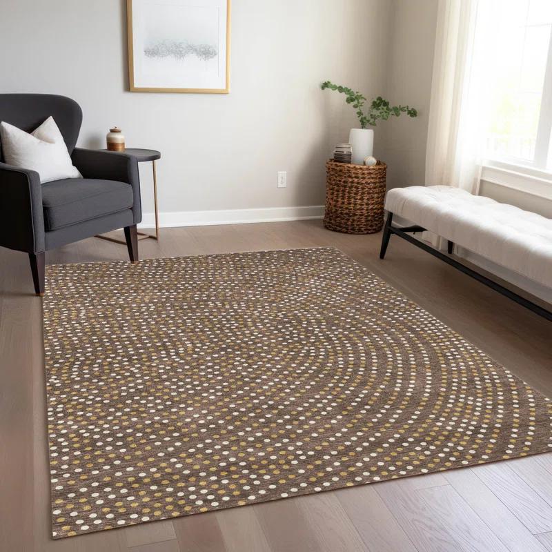 Machine Washable Indoor/Outdoor Chayden ACN1021 Brown 9' x 12' Rug
