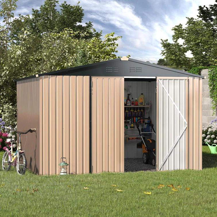 YODOLLA 10 ft. W x 8 ft. D Galvanized Steel Storage Shed