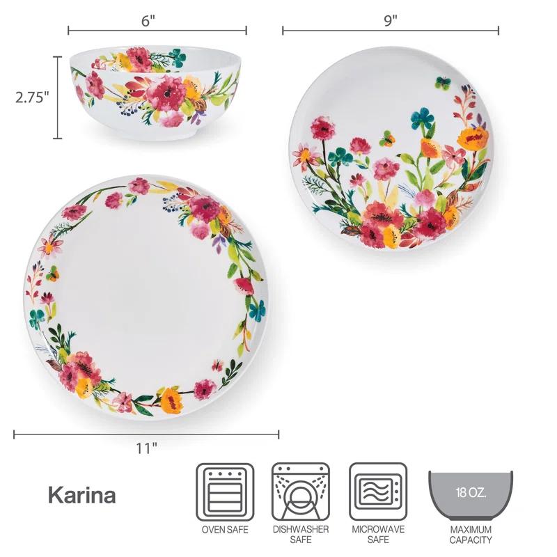Mikasa Mikasa Karina 12-Piece Lightweight Chip-Resistant Bone China Dinnerware Set, Service for 4