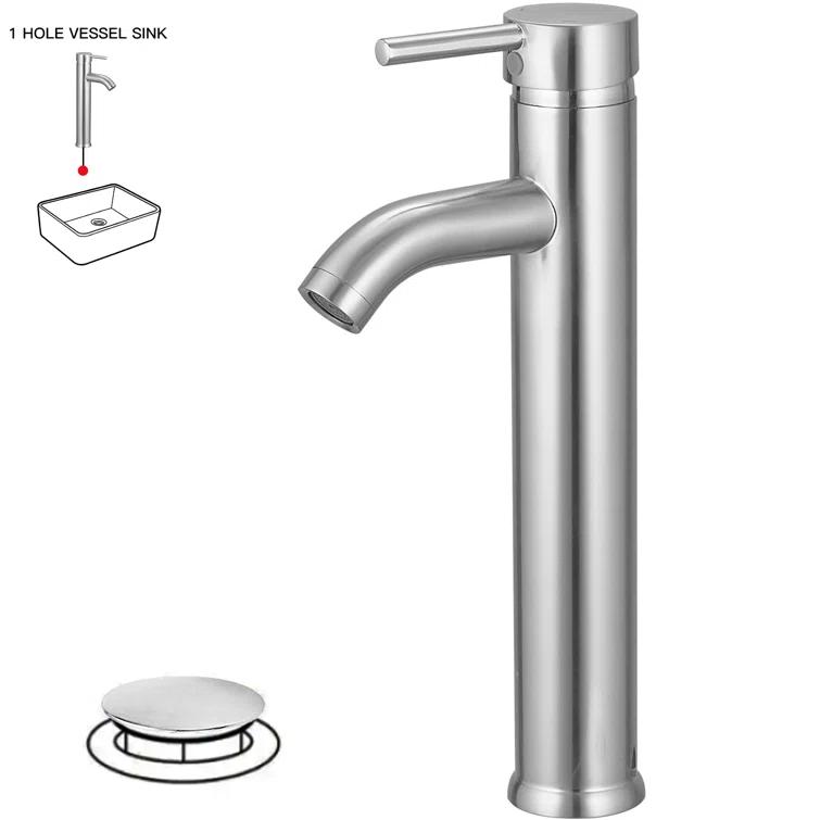 VIBRANTBATH Vessel Sink Faucet Single-handle Bathroom Faucet with Drain Assembly A-99052H-N-2