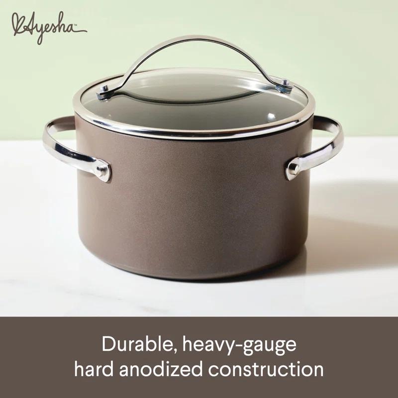 Ayesha Curry Ayesha Curry Professional Hard Anodized Collection Nonstick Stockpot Saucepot with Lid, Charcoal