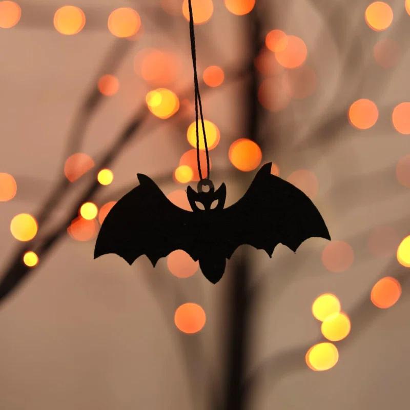 Haunted Hill Farm Haunted Hill Farm Set of 3 Halloween Trees with Bats and Orange LED Lights, 3-ft., 4-ft., and 5-ft.