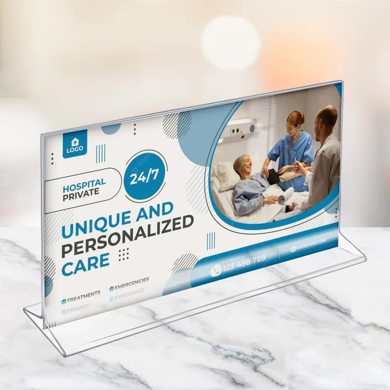 Azar Displays Top Loading Clear Acrylic T-Frame Sign Holder 14" Wide x 8.5'' High-Vertical, 10-Pack (Set of 10)