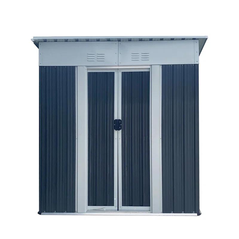 GZMWON 5X3 Feet Small Mini Outdoor Storage Sheds Pent Roof With Aluminum Alloy Frame And Sliding Door
