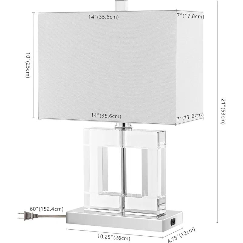 Everly Quinn Modern Crystal Table Lamp With Led Bulb For Bedroom, Living Room, Home Office, Or Study