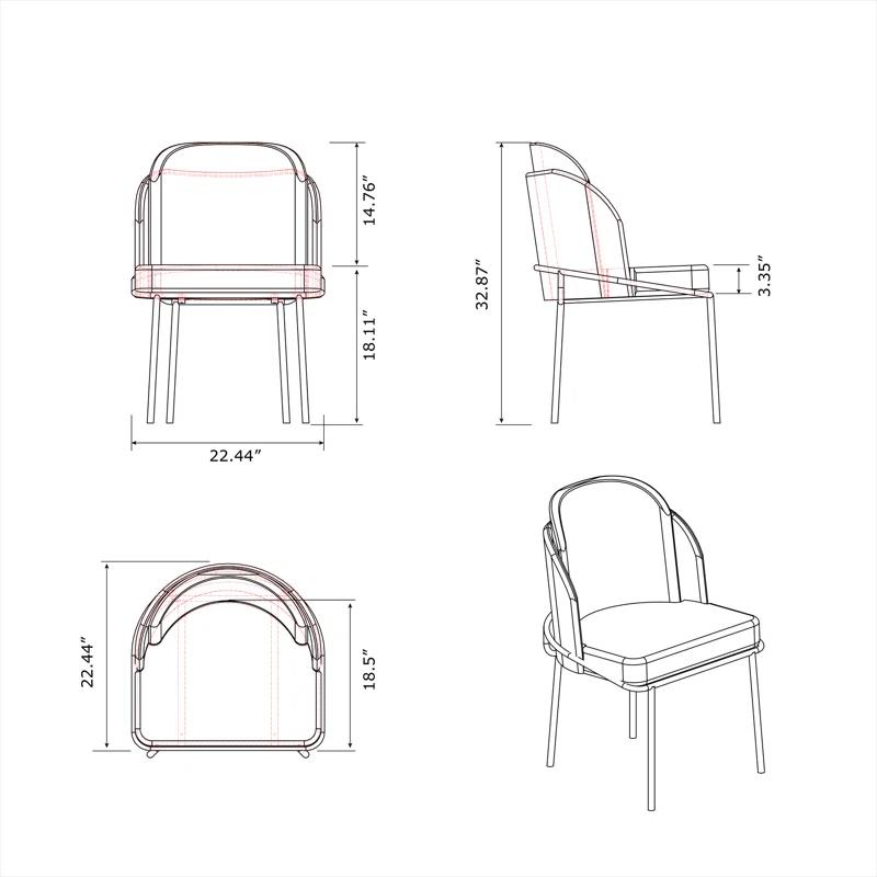 Contemporary Double-layered Curved Back Side Chair
