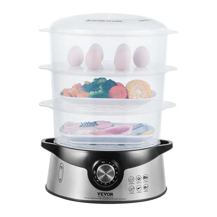 VEVOR VEVOR 9.5Qt Electric Food Steamer 3-Tier Vegetable Steamer & 60 Min Timer 800W
