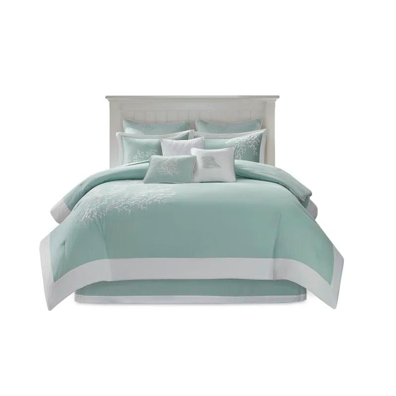 Harbor House Coastline Embroidered 100% Cotton 4 Piece Comforter Set
