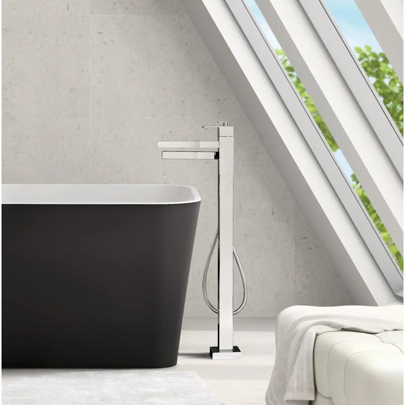 Riobel TUS39C Kubik Thermostatic Single Hole Floor Mount Tub Filler Trim