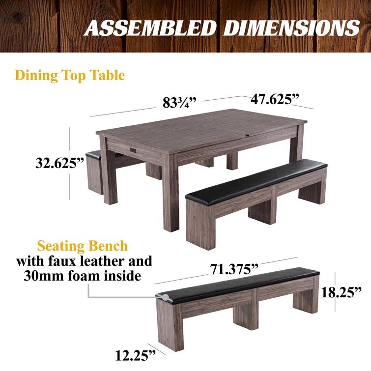 Barrington Billiards Company Barrington Billiards Monteray 3-in-1 Combination Table includes 7’ Billiard Table, Table Tennis and Dining Top with Game Accessories & Rolling Storage Caddy
