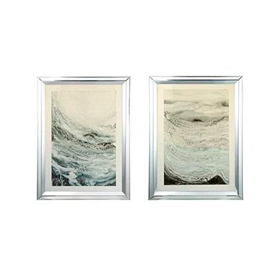 A&B Home Aurora Crystal Mirror Framed Wall Art - Set Of 2 -  23.5" X 31.5" - Blue/White/Beige (Set of 2)