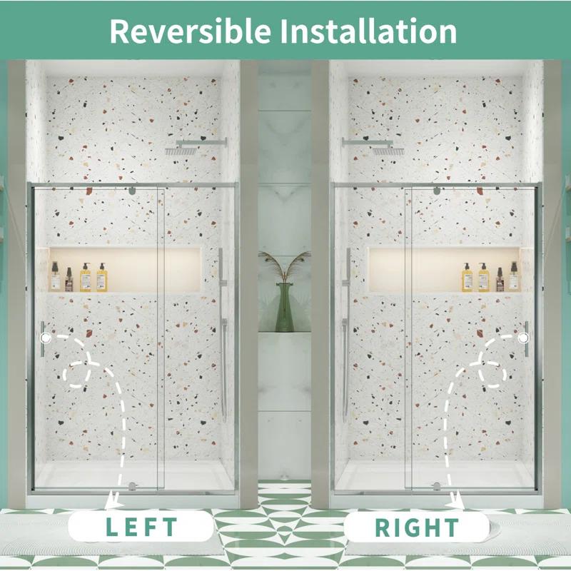 RAY'S RUGS & FLOORING LLC 12RRFR142467LTS 56-60" W x 71" H Pivot Frame Sliding Shower Door with 6mm Tempered Glass