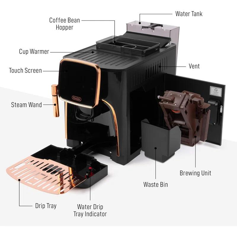 Zulay Kitchen Zulay Kitchen Magia Clasica - Fully Automatic Espresso Machine With Grinder and Touch Screen